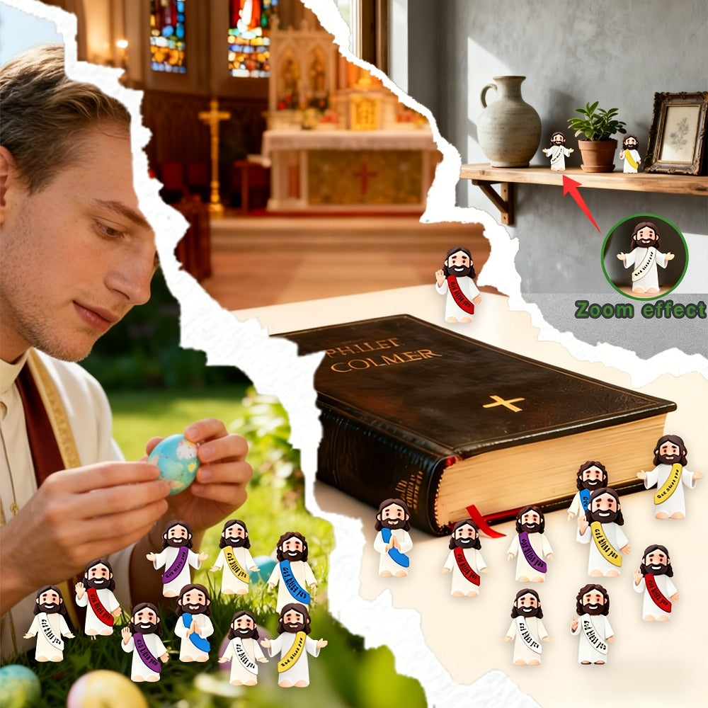 Bulk Mini Jesus Statue Set 50/100/150pcs – Religious Figurine Decorations 5 Assorted Colors, Vase Filler Home Decor Party Favors Christian Gift for Christmas Easter Thanksgiving Church Events