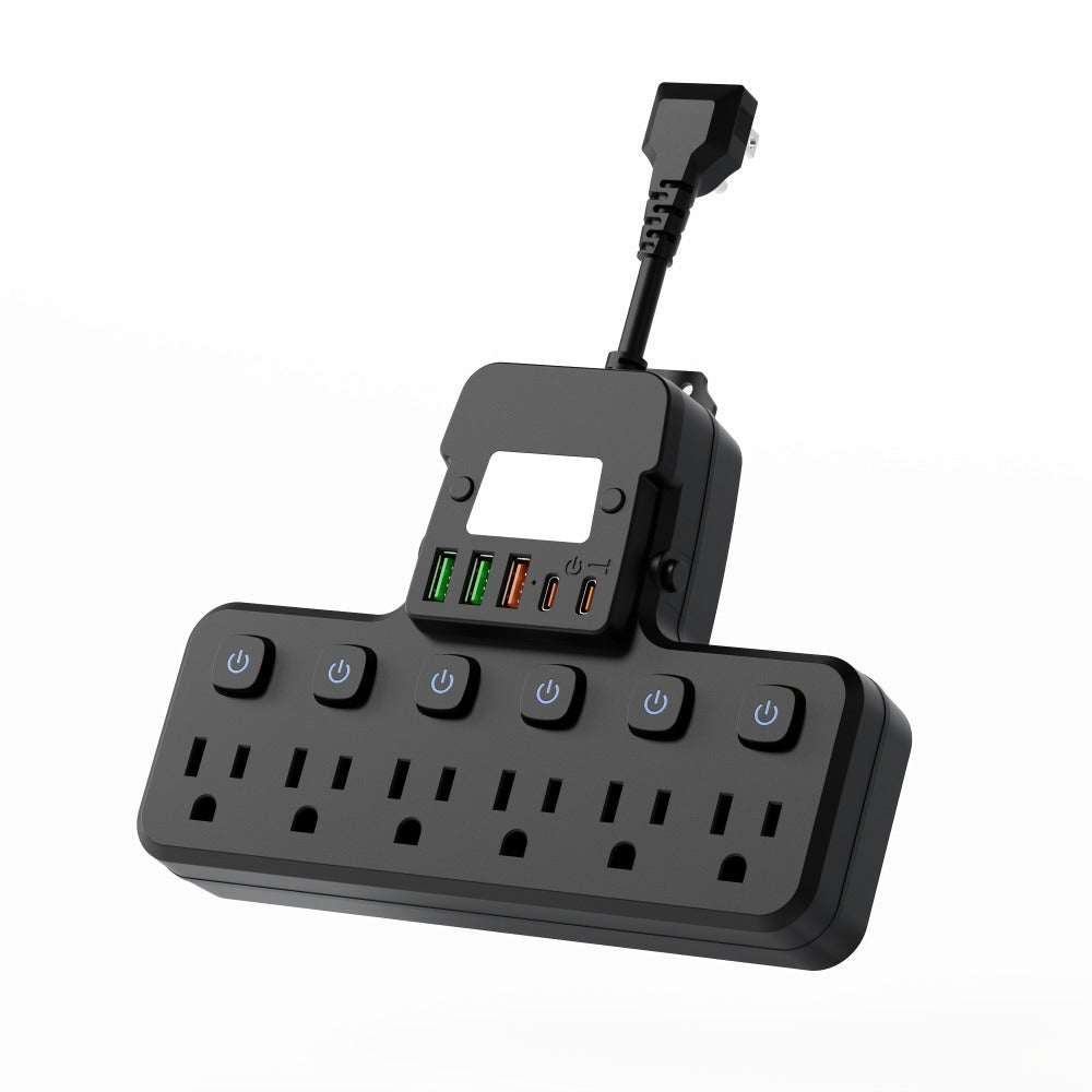 Night Light Wall Outlet Extender 11-in-1 with 6 AC Outlets & 5 USB Ports (3 USB-A & 2 USB-C), Surge Protector Adapter for Home, Travel & Office Use