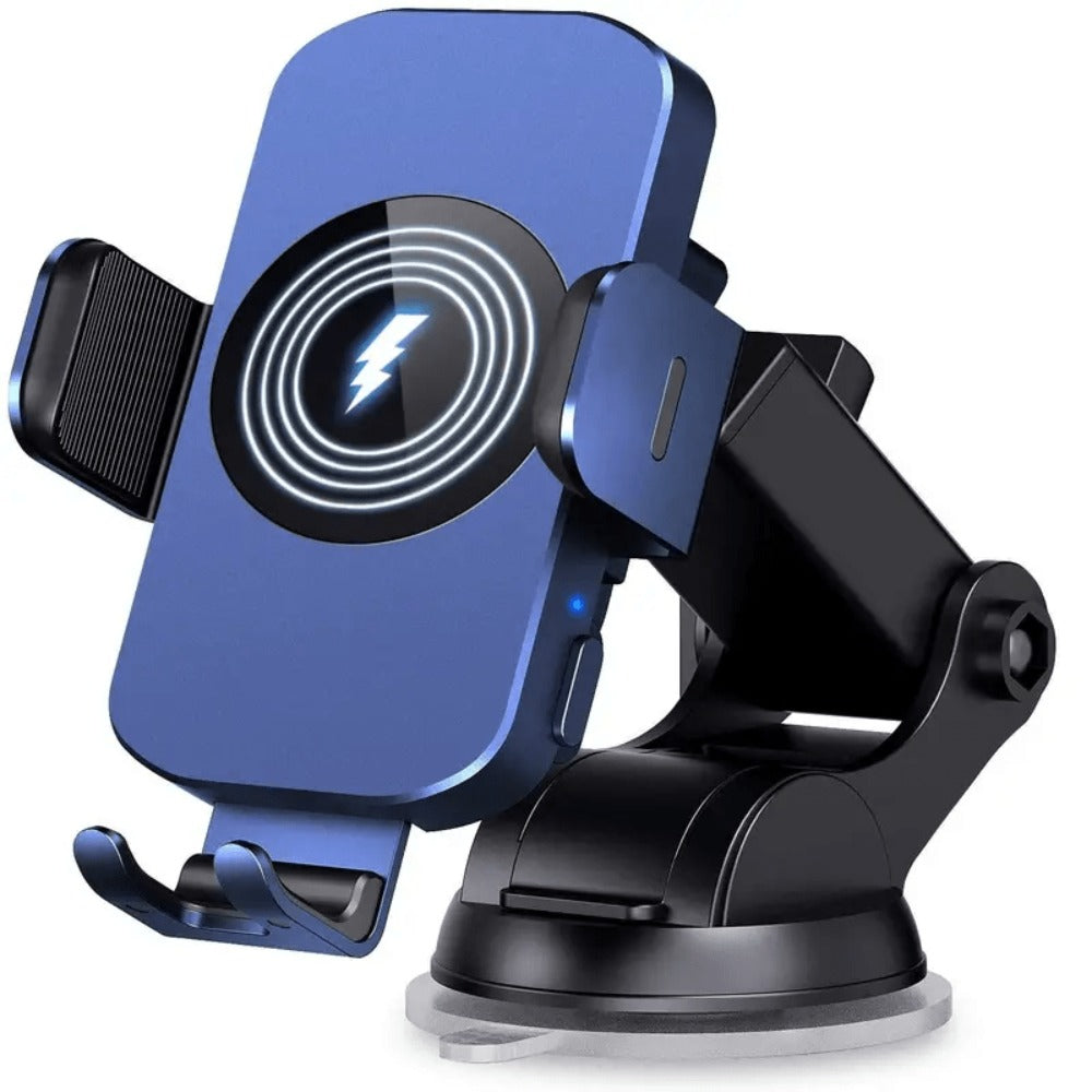 4-Color Wireless Car Charger Mount 15W Qi Auto-Clamping – Fast Wireless Charging Phone Holder for iPhone 17 16 15 14 13 12 11 Pro Max, Samsung Galaxy S24 S23 S22 S21 & All Qi Phones | Black Blue Red Gold