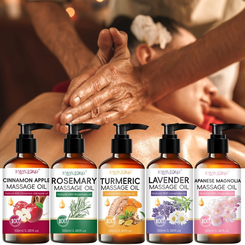 Moisturizing Massage Oil 3.38oz Natural Botanical - Turmeric, Rosemary, Lavender & Cherry Blossom with Glycerin, Nourishing Body Oil for All Skin Types, Gentle Non-Irritating Spa Skincare Gift for Women