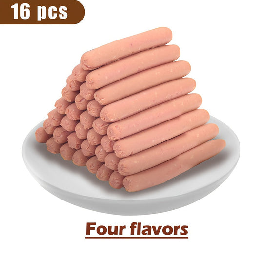 Soft Dog Sausage Treats, Chicken-Flavored Ham Sticks, 16- or 32-Count Options