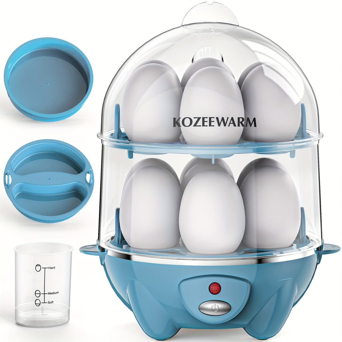 Electric Egg Boiler & Cooker with Auto Shut-Off – Single & Double Layer, Multi-Function for Hard Boiled, Soft Boiled, Scrambled, Omelette, Steamed Vegetables & Dumplings, 4 Colors