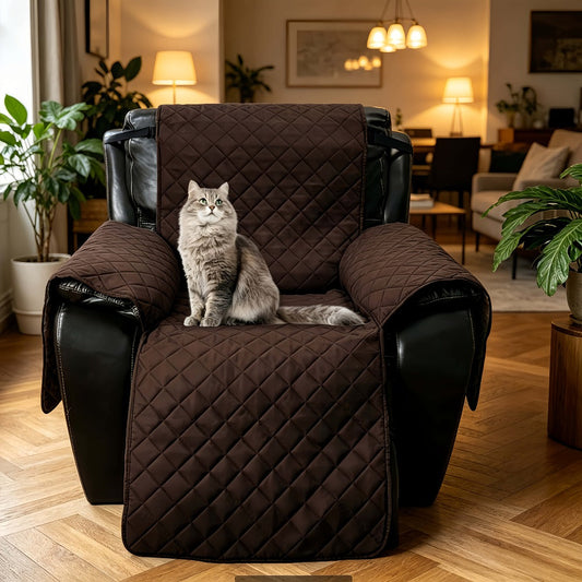 Recliner Chair Cover with Elastic Straps, Machine Washable in 8 Colors