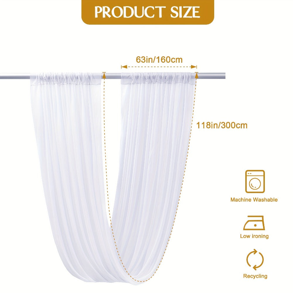 6-Pack Chiffon Ceiling Drapes for Wedding 63x118in - Sheer Polyester Backdrop Curtains with Rod Pockets for Wedding Arch, Party Stage, Photography, Ceremony & Event Decoration Swag