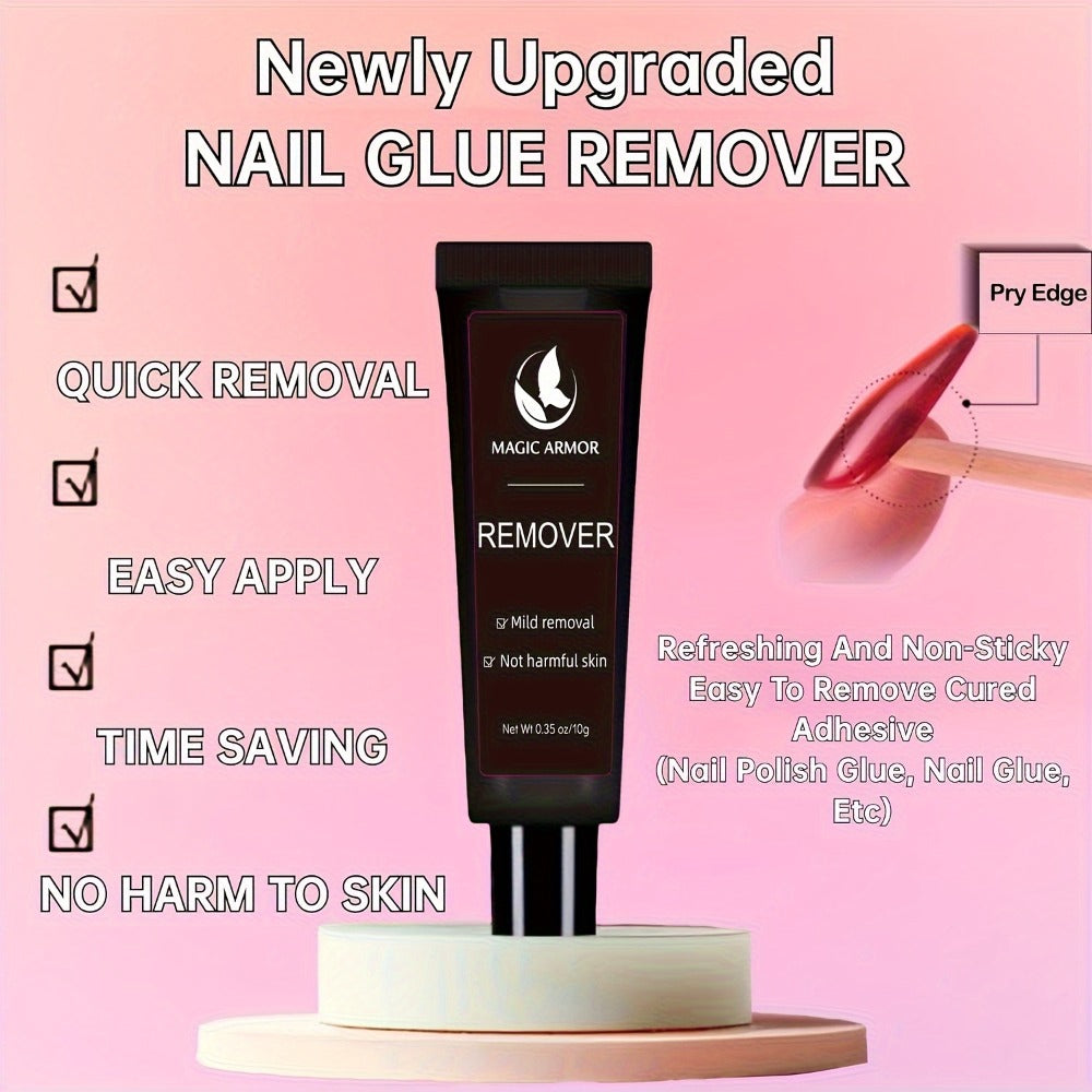 Press On Nail Glue with Remover Kit Super Strong 10g Clear Drying Adhesive for Acrylic False Nails Long Lasting Hold Nail Art Glue and Remover Set Salon Quality at Home