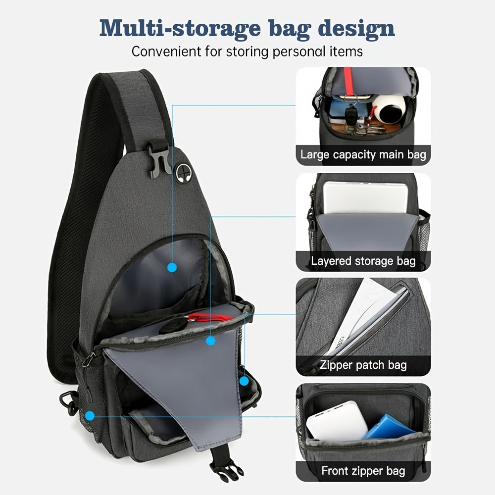 Sling Bag 2 Pack Lightweight Crossbody Backpack for Men Women Oxford Chest Shoulder Daypack Hiking Travel Casual Outdoor Bag Set Dark Grey Light Grey