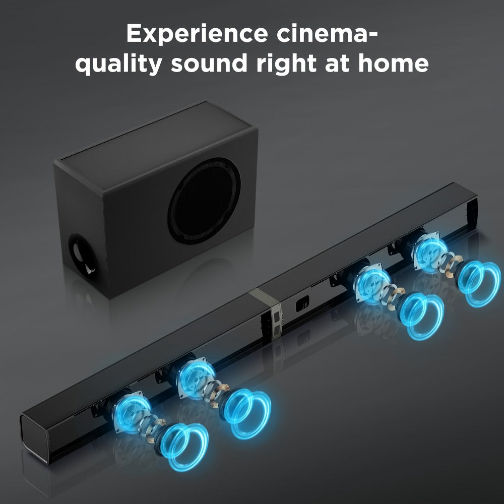 Soundbar with Subwoofer 2.1CH Home Theater Sound Bar for Smart TV, Deep Bass Wireless Bluetooth 5.0, ARC Optical AUX, Detachable Tower Speakers, Infrared Remote, for Movies Music Gaming