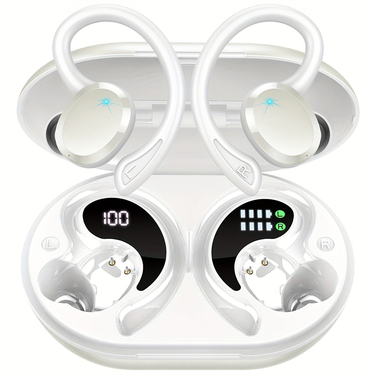 48H Wireless Sport Earbuds Q38 Bluetooth 5.3 with 14.2mm Driver Stereo Sound – Earhook Noise Cancelling Mic Over-Ear Headset for Workout Running Gym Outdoor Sports