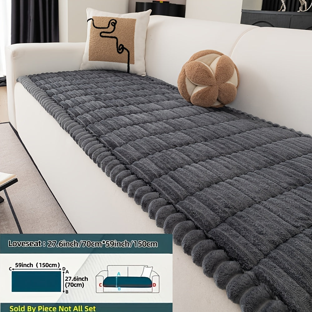 Sofa Cushion Cover Plush Velvet Washable Seat Pad Wavy Edge Soft Kapok Filling for Couch Loveseat 1 2 3 4 Seater — Easy Install Home Decor Protection