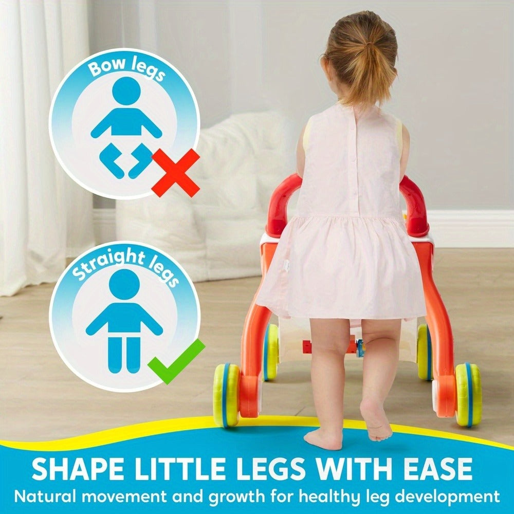 Sit to Stand Baby Push Walker 2-in-1 Adjustable Speed Learning Walker Detachable Play Panel 7-Mode Piano Light-Up Buttons Sound Effects | Infant Walking Toy for Boys Girls | Baby Shower Birthday Gift