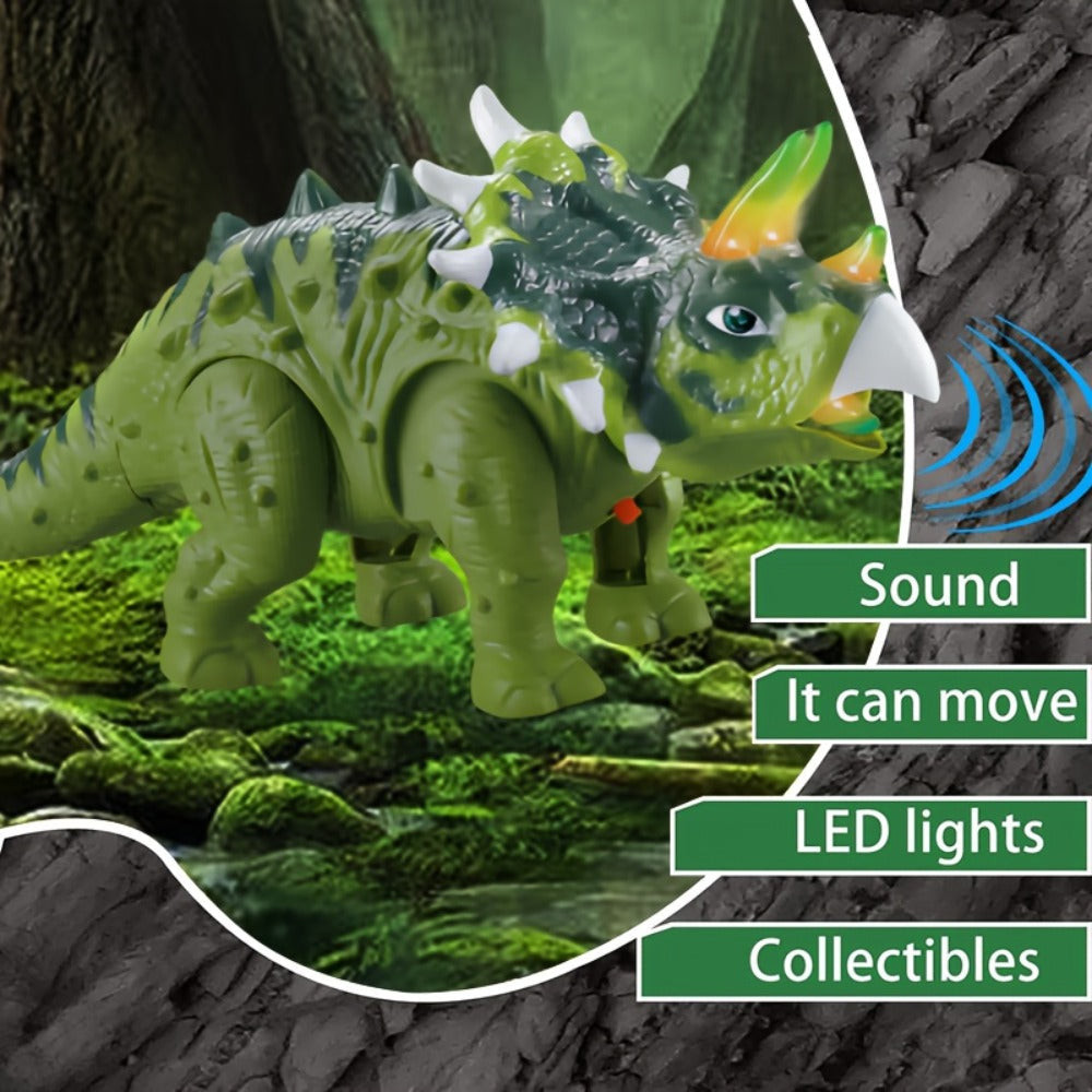 Walking Triceratops Dinosaur Toy with Lights and Roaring Sounds