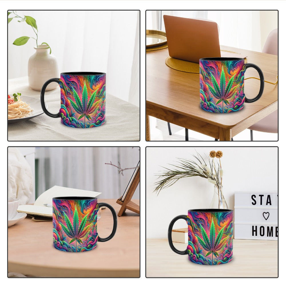 Psychedelic Print Ceramic Mug 11oz – Unique Artistic Coffee Mug for Living Room Office & Cafe | Cool Gift for Friends | Novelty Tea Cup with Bold Colorful Design
