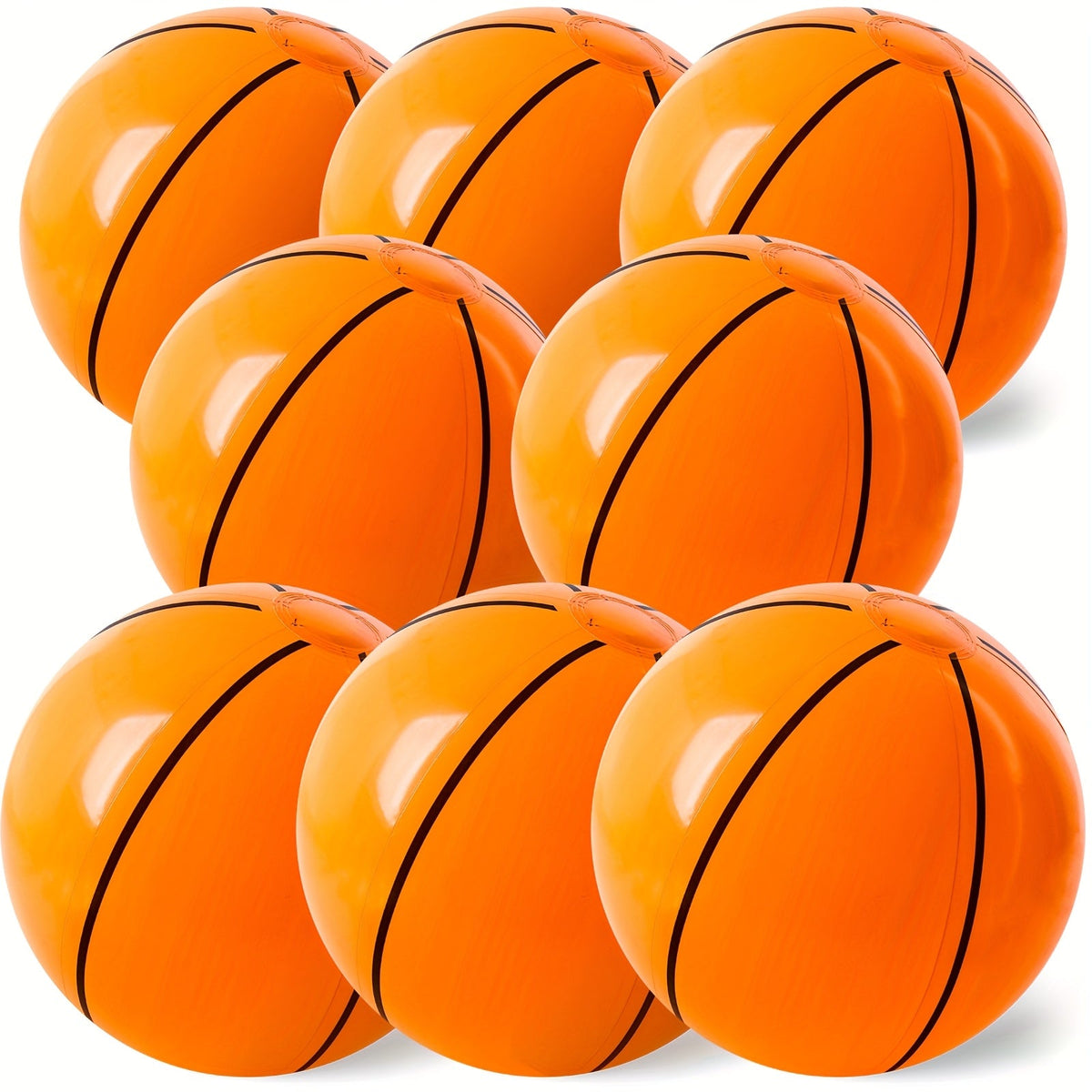 Inflatable Basketball Beach Balls, 8-Pack of 12-Inch Party and Pool Favors