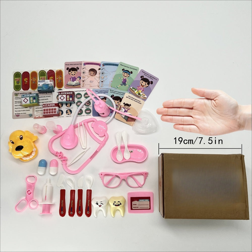 Pink Doctor Pretend Play Kit, 40-Piece Medical Role-Play Set