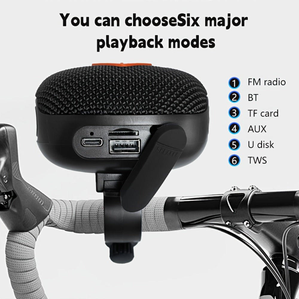 Wireless Bike Speaker IPX5 Waterproof, 7W Stereo Deep Bass Bluetooth Bicycle Speaker, 1200mAh 10-Hour Battery, Hands-Free Calls, TF/TWS Support, Secure Mount for Motorcycle Bicycle Scooter Outdoor Riding