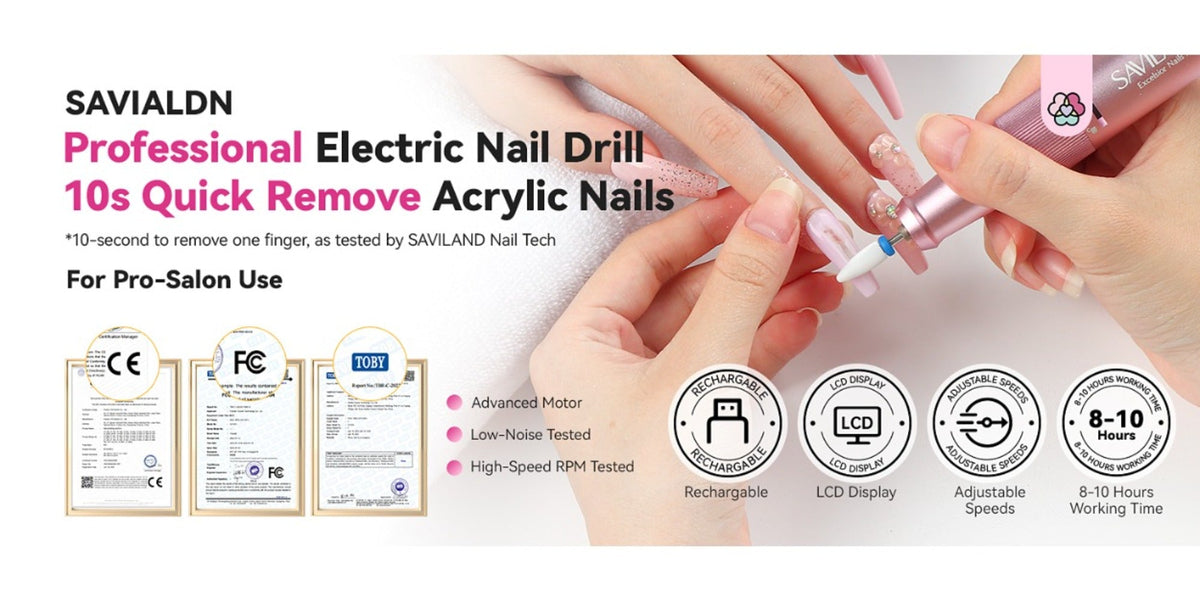 Electric Nail Drill 40000 RPM Rechargeable Professional Nail Drill Machine 4000mAh Battery LCD Display Ceramic Bits Sanding Bands for Acrylic Gel Nails Salon Home Use