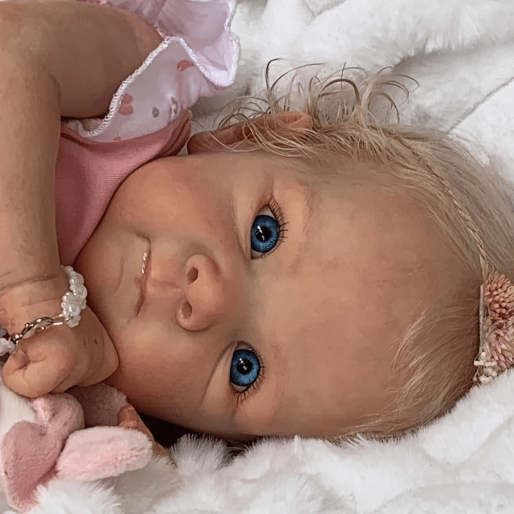 16-Inch Reborn Baby Doll with Rooted Hair and Soft Cloth Body