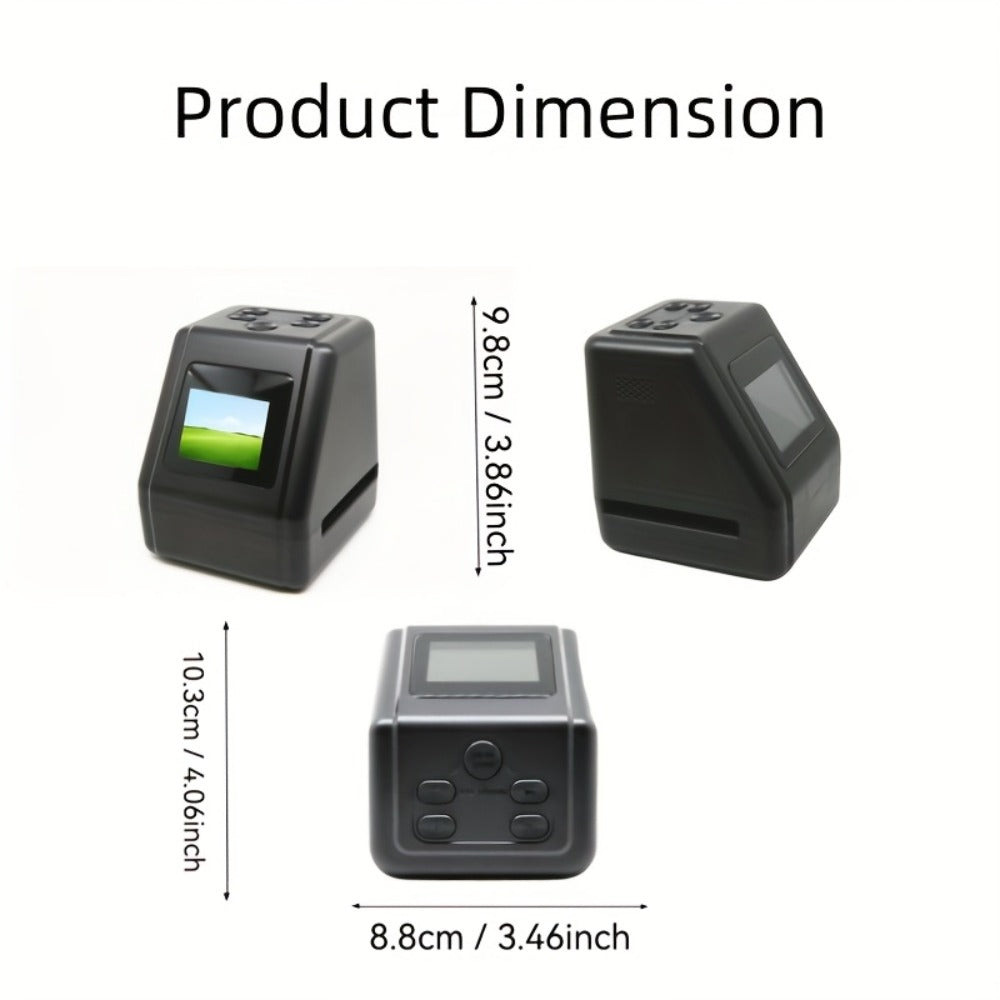 Film Scanner 10MP Negative & Slide Scanner, Converts 35mm/110/Super 8 Film to Digital JPEG, 2.0" LCD Screen, 1-Second Fast Scan, Easy-Load Design, Saves to SD Card, Perfect for Preserving Old Photo Memories