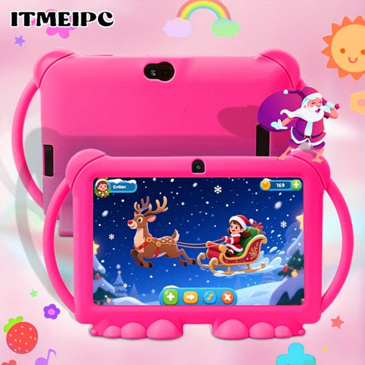 Android 14 Kids Tablet 7 Inch 2025 New Model 4GB RAM 32GB ROM WiFi 6 Dual Camera HD Screen Parental Control Pre-Installed Educational Apps Protective Case Type-C Student Learning Tablet – For Kids Toddlers