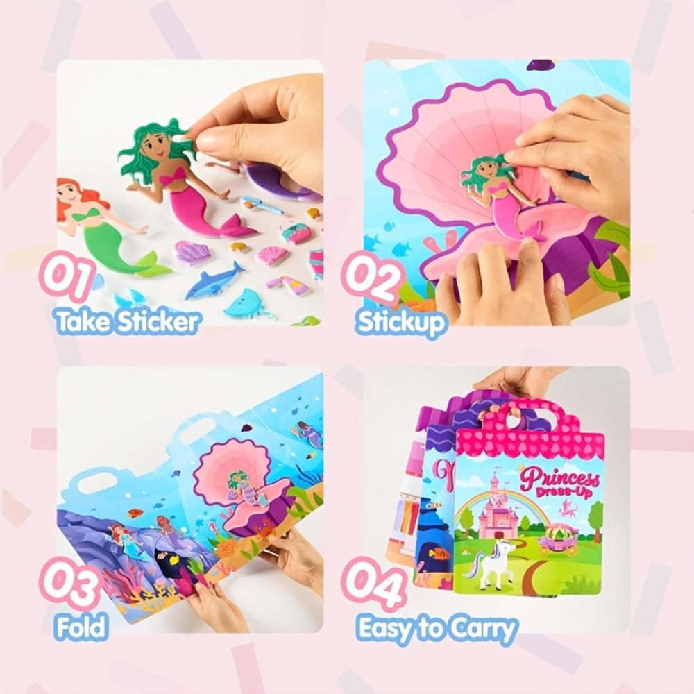Reusable 3D Foam Sticker Books for Kids, 3 Themes, 195+ Stickers