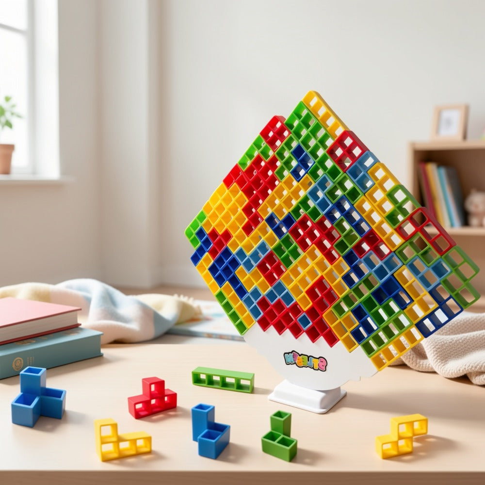 Balancing Stacking Blocks Game Set, Tumble Tower Family Game in 16 to 68 Piece Sizes