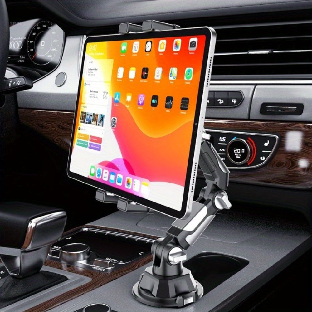 Robotic Arm Car Cup Holder Tablet Stand – Heavy Duty 360° Rotation Universal iPad Phone Mount, Adjustable Cradle for 4.7–13" Devices, Fits Most Cup Holders