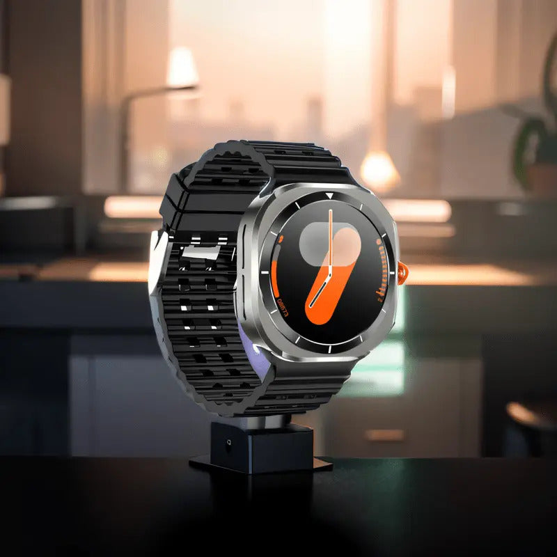 SIM Card Smartwatch Voice Assistant 100 Sport Modes – Big Screen Wireless Calling Fitness Tracker Wireless Charger 2 Straps Customizable Watch Faces Orange Black White Blue Gift