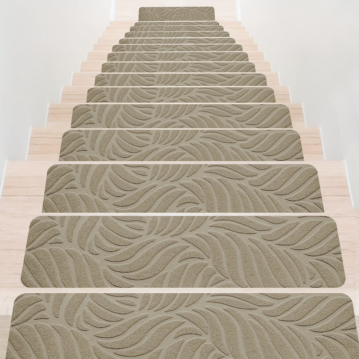 Non-Slip Stair Treads 15pcs 8"x30" Self-Adhesive Carpet Pads for Wooden Steps – Washable Polyester Indoor Stair Mats for Safety, Anti-Slip Step Covers in Multiple Colors