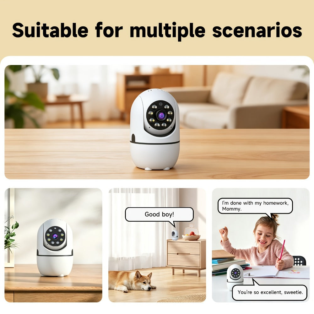 Alexa Compatible Indoor Security Camera 2-Pack, 355° Pan Tilt, Full-Color Night Vision, Dual-Band 2.4G/5G WiFi, Motion Detection, Two-Way Audio, 256GB TF & Cloud Storage – Baby Pet Home Monitor