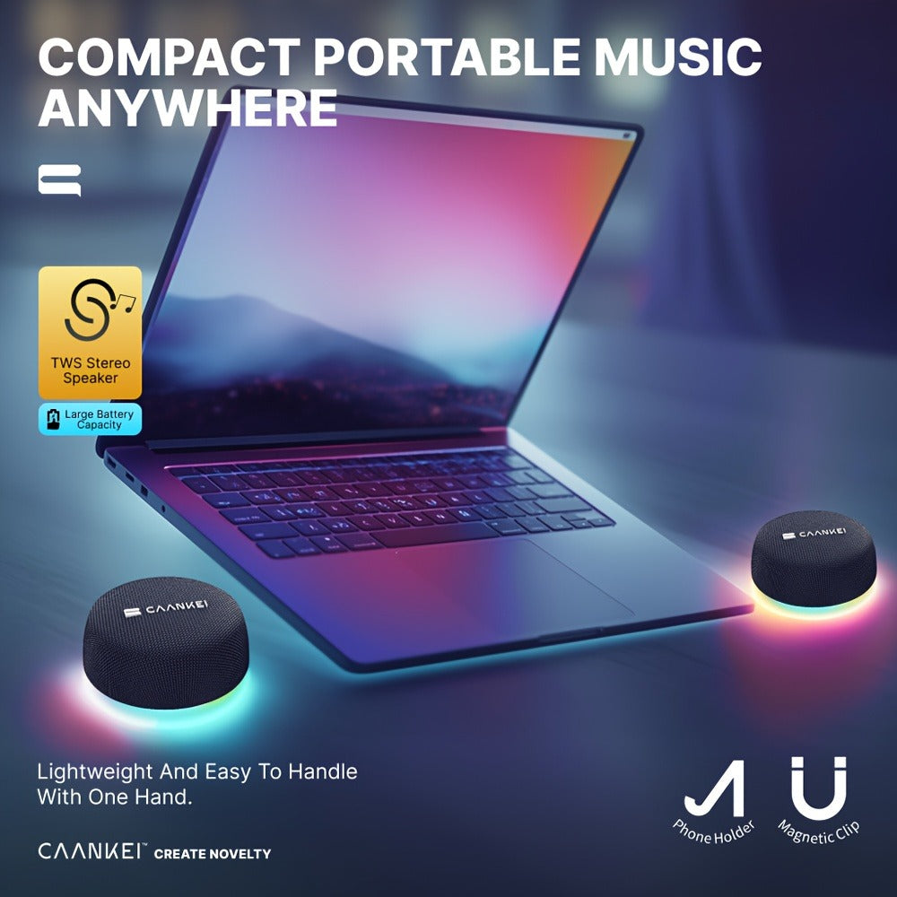 Portable Dual Speaker with Charging Base, 60-Hour Super Long Battery Life, Strong Bass Stereo Surround Sound, Compact Wireless Speaker for Computer Laptop Mobile Phone Desktop Home Office