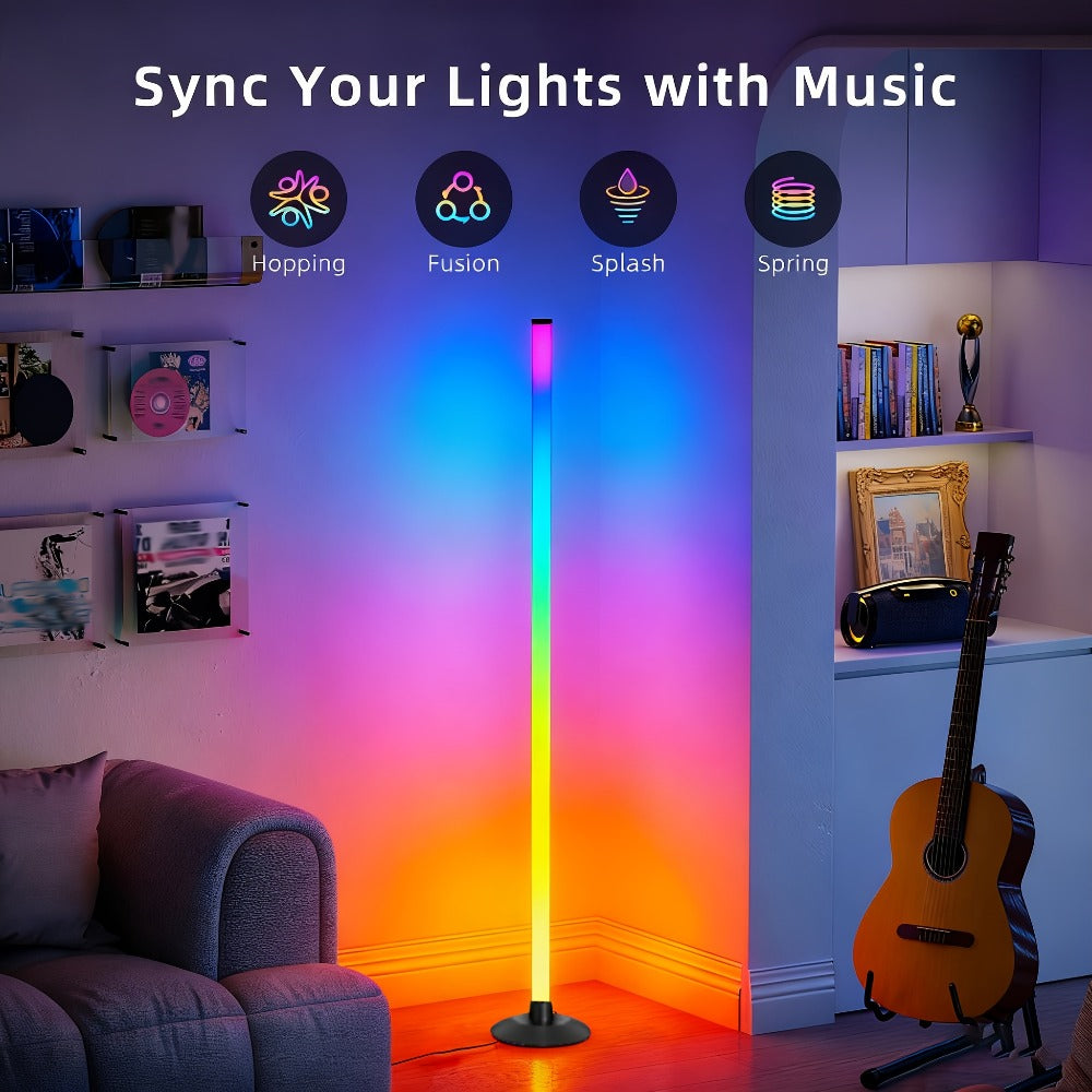 Smart RGB Corner Floor Lamp RGBICB 172 LEDs 1000lm - APP & Remote Control 16 Million Colors 64+ Music Sync Modes USB Powered Standing Lamp for Bedroom Gaming Room Living Room Home Decor