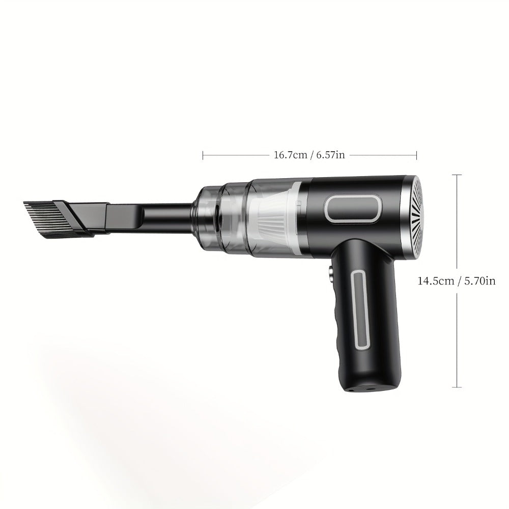 Cordless Mini Vacuum Cleaner 3KPa Strong Suction, USB-Powered Portable Handheld Vacuum with Long Reach Tube & Brush Heads, Lightweight Compact Design for Car, Home, Office, Keyboard, Electronics