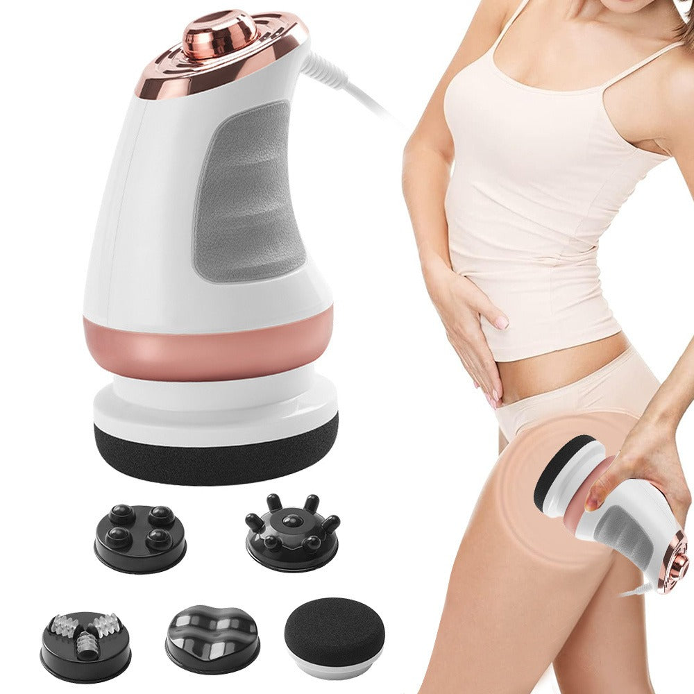 Handheld Body Massager with 5 Interchangeable Heads & 3 Washable Pads – Adjustable Vibration Intensity, Full Body Muscle Relief for Abdomen, Waist, Arms, Buttocks & Legs, Portable Electric Massage Machine