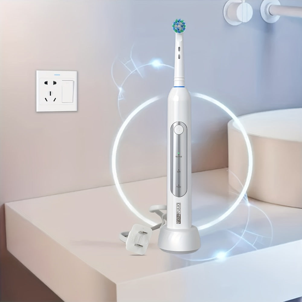 Electric Toothbrush with 3 Rotating Cleaning Modes - Induction Charging, 4 Replacement Brush Heads, Travel Case Included, Couples Toothbrush Set, Deep Plaque Removal, Holiday Gift, Black Purple Blue