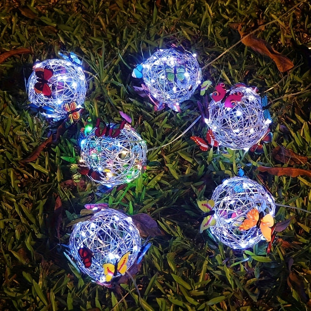 Solar Butterfly Lantern Outdoor Metal Iron Hanging Solar Light – Waterproof, Auto On at Dusk, White & Color Light | Garden, Porch, Patio & Tree Decor | Unique Garden Gift