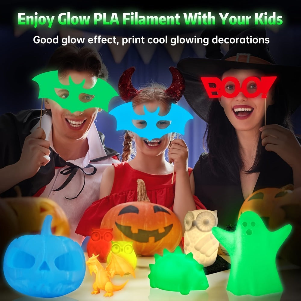 Glow in the Dark PLA Filament 1.75mm 200g – Luminous Phosphorescent 3D Printer Filament ±0.02mm Neatly Wound | Glow Blue & Glow Green PLA for FDM 3D Printers Cosplay Halloween Creative Prints