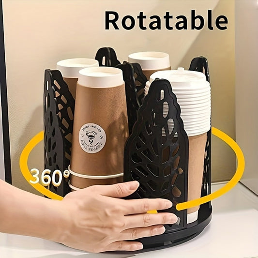 Rotating Paper Cup Holder, 4-Compartment Detachable Cup and Lid Organizer