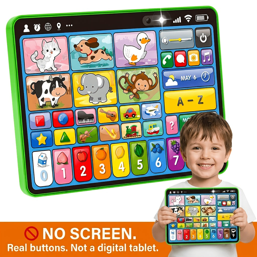 Trilingual Toddler Learning Tablet Toy — 39 Buttons 4 Play Modes Alphabet Numbers Colors Animals Music, Speech Therapy & Language Development Toy for Baby 12 Months+ Boys Girls, Birthday Christmas Gift