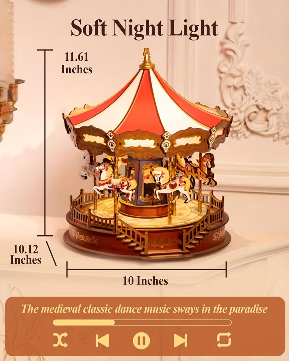Rolife Carousel Music Box Kit, DIY 3D Wooden Model