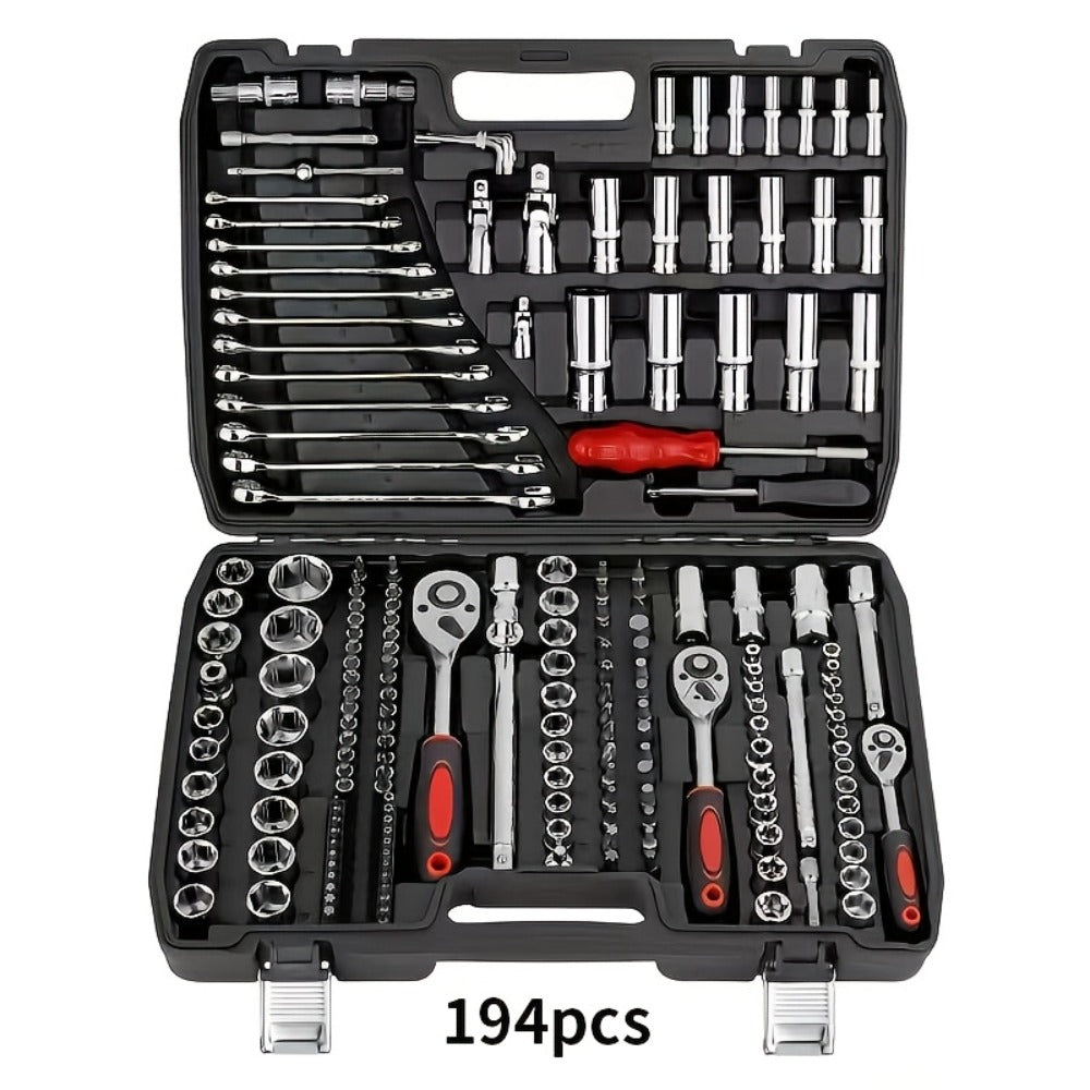 Impact Socket Set 53/54/194/518PCS – 3/8" Drive CR-V Steel | Metric 8-22mm & Imperial 5/16"-3/4" | Complete Socket Kit for Car Repair, DIY & Mechanics | Best Gift for Men