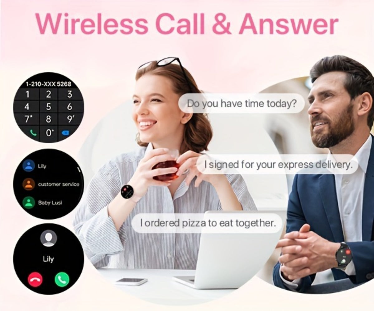 Voice Assistant Smartwatch for Women 1.39" Full Touch – Siri & Google, Wireless Calling, 100+ Sport Modes, Fitness Tracker, Weather, Flashlight, Find Phone, Remote Camera – Pink iPhone & Android