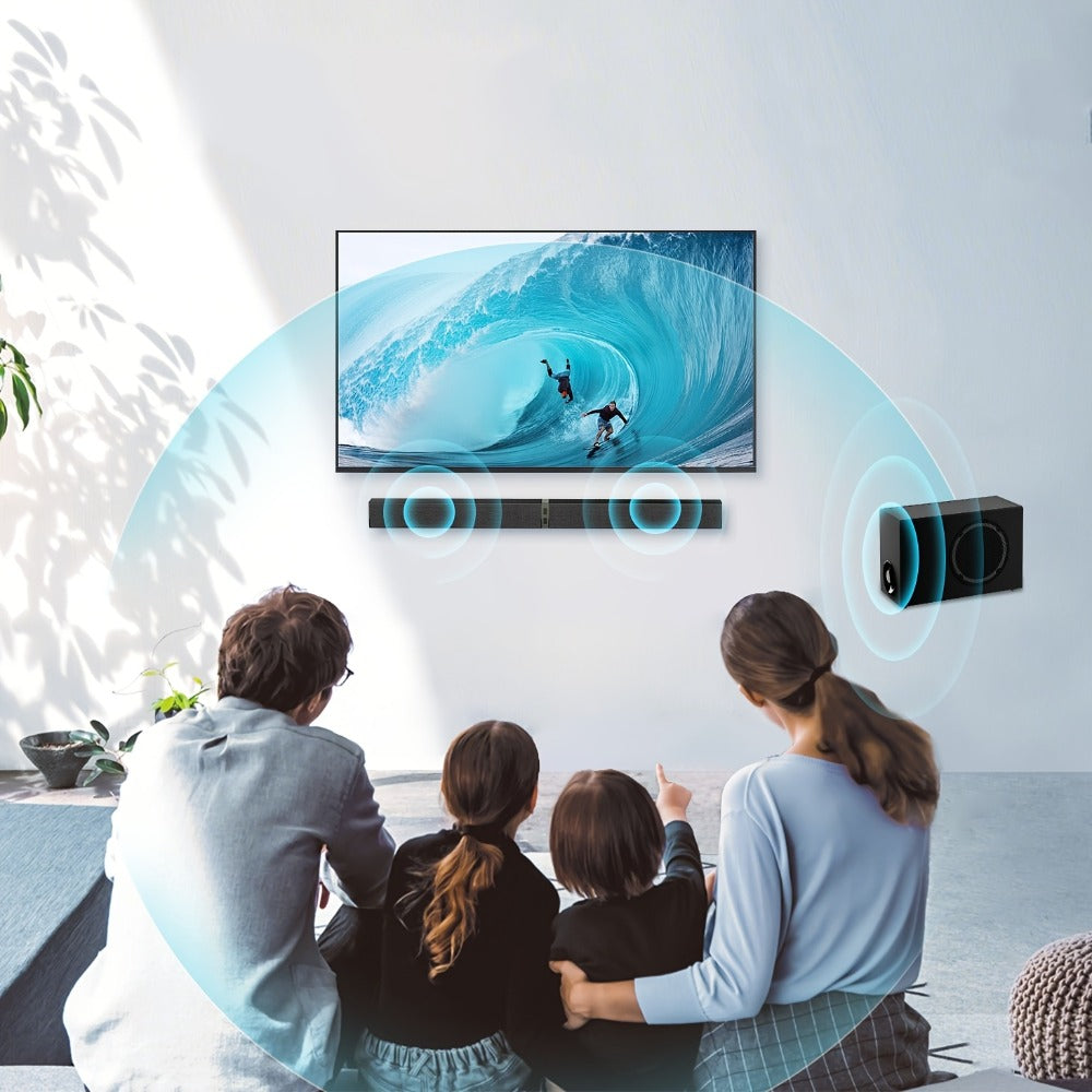 Soundbar with Subwoofer 2.1CH Home Theater Sound Bar for Smart TV, Deep Bass Wireless Bluetooth 5.0, ARC Optical AUX, Detachable Tower Speakers, Infrared Remote, for Movies Music Gaming