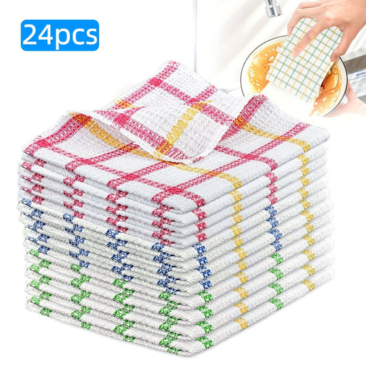 Kitchen Cleaning Cloths, 24-Pack Reusable Dishcloths in Random Patterns