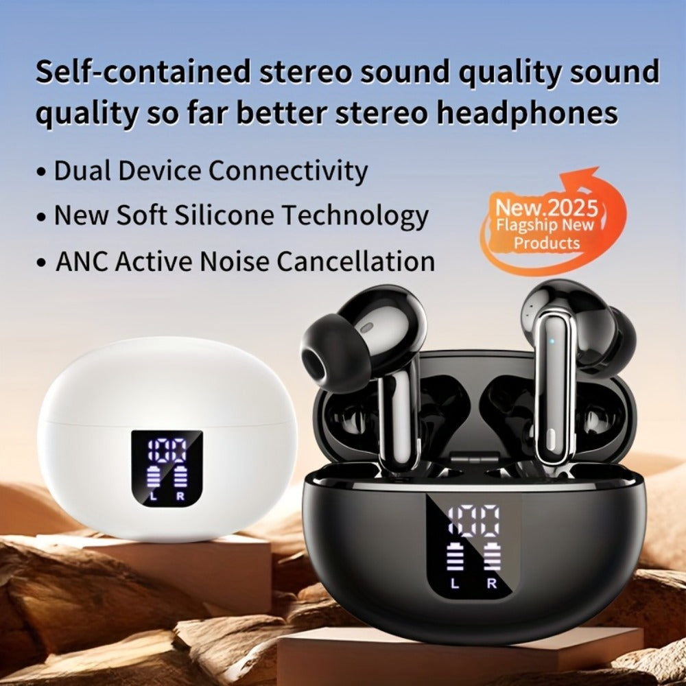6-Mic AI Translation Earphones 3-in-1 Smart Noise Cancelling, Translate 144 Languages HiFi Sound Long Battery Life, Universal Smartphone Wireless Earbuds for Business Travel Meetings International Use