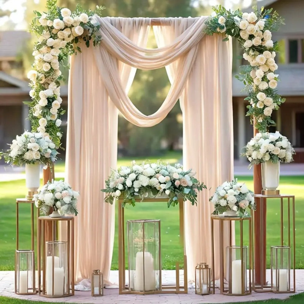 Champagne Tulle Fabric Rolls 6-Pack 29.9" x 197.6" – Sheer Polyester Tulle for Wedding Backdrop, Bridal Shower, Valentine’s Day, Holiday Party & Photo Booth Props | Elegant Transparent Veil Decoration