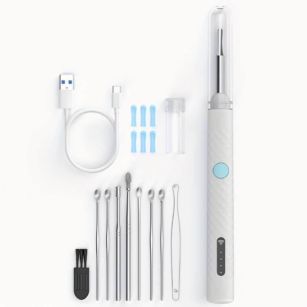 Ear Cleaning Camera Kit 1080P HD Rechargeable Lithium Battery – 6 Ear Spoons, Ear Tweezers, Visual Ear Wax Removal Tool Compatible with All Smartphones for Adults Safe Home Ear Care