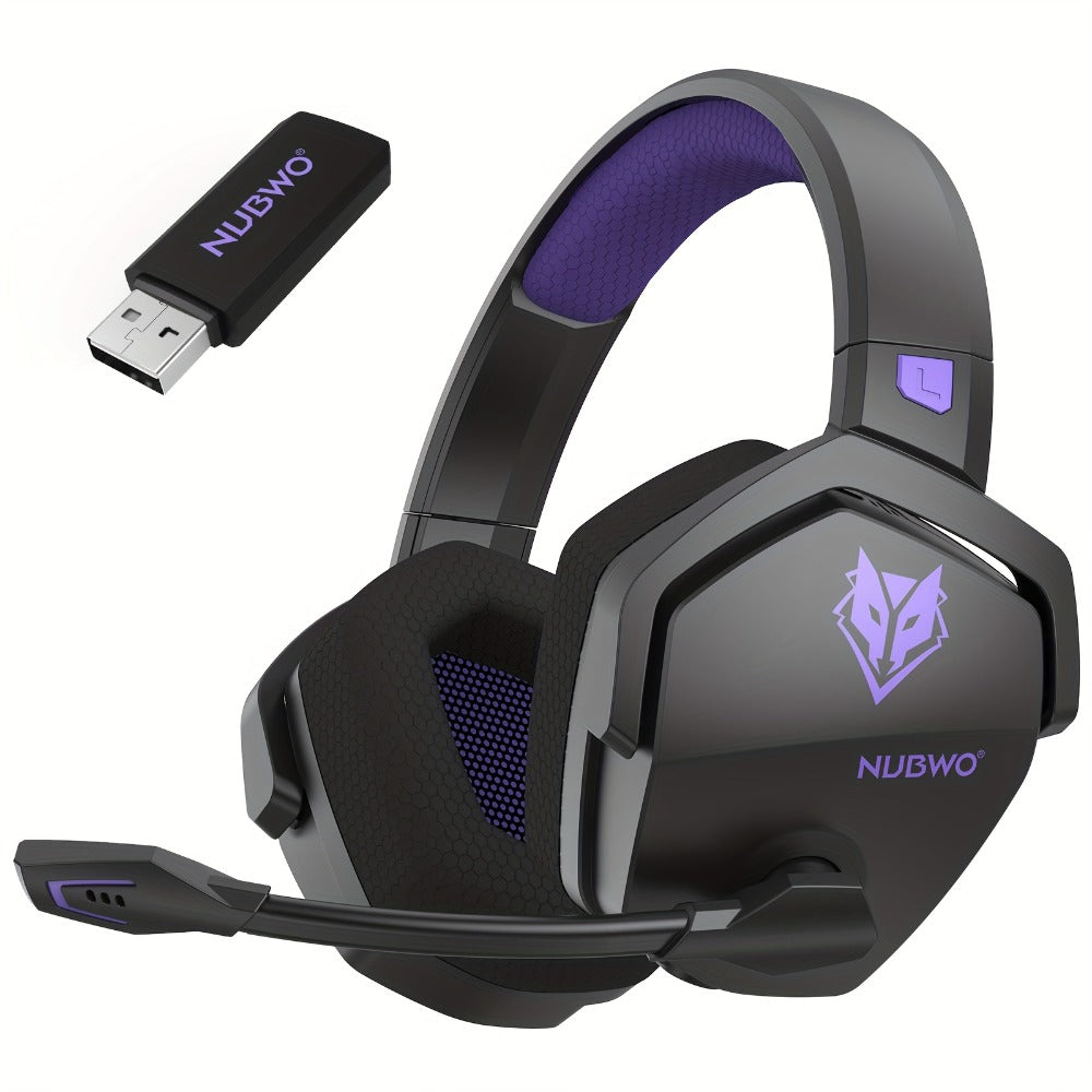 2.4GHz Wireless Gaming Earphones NUBWO G06, 7.1 Surround Sound, 23ms Ultra-Low Latency, 100H Battery, Dual Directional Mic, PC PS5 Console Mobile Compatible, Bluetooth & Wired Modes, Black