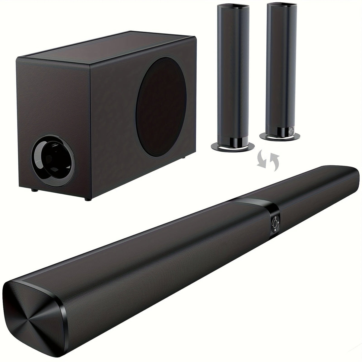 Soundbar with Subwoofer 2.1CH Home Theater Sound Bar for Smart TV, Deep Bass Wireless Bluetooth 5.0, ARC Optical AUX, Detachable Tower Speakers, Infrared Remote, for Movies Music Gaming