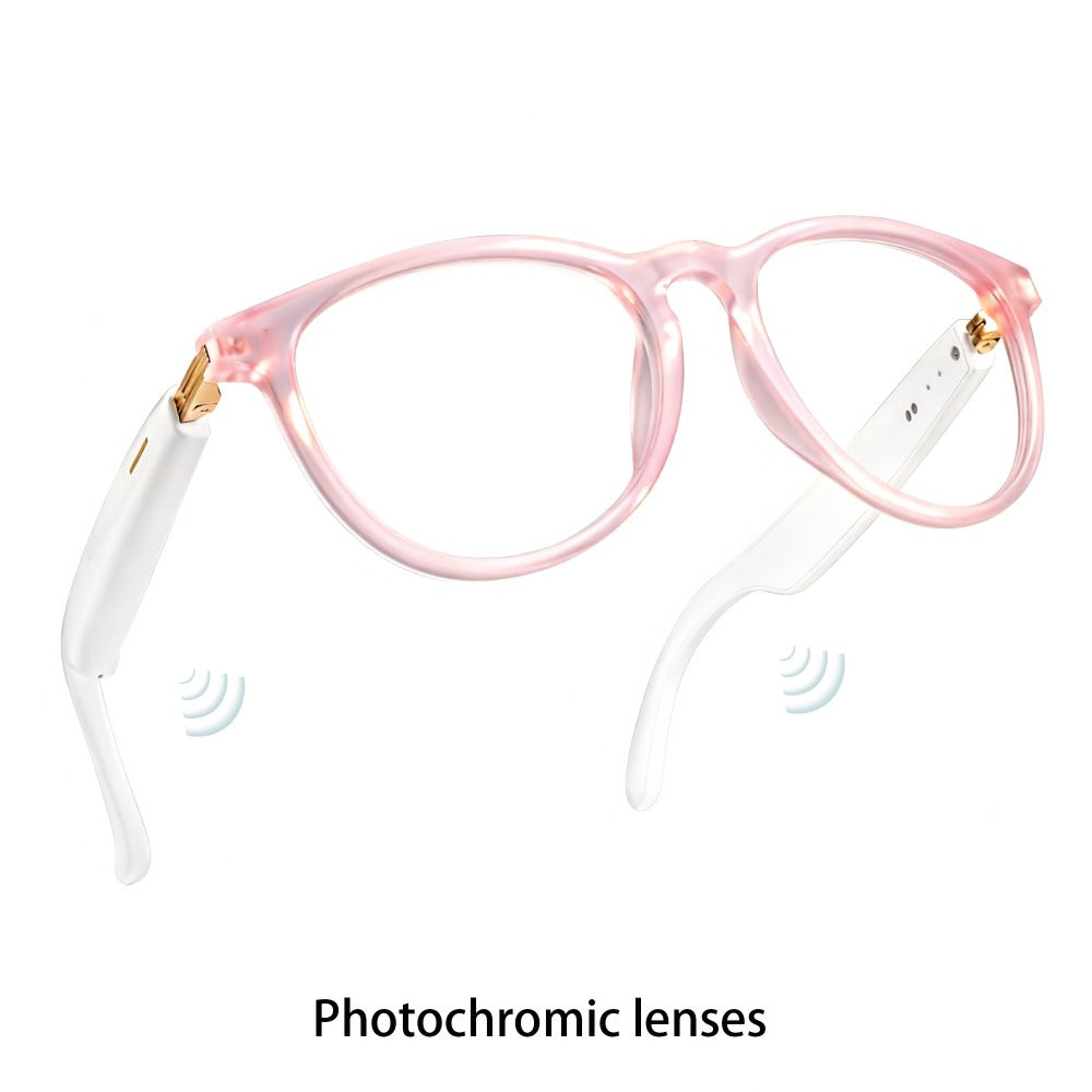 AI Smart Glasses with GPT Voice Assistant & Real-Time Translation 160+ Languages – Photochromic Lenses, Anti-Blue Light, Built-in Speaker & Mic, Unisex Wearable Tech Eyewear