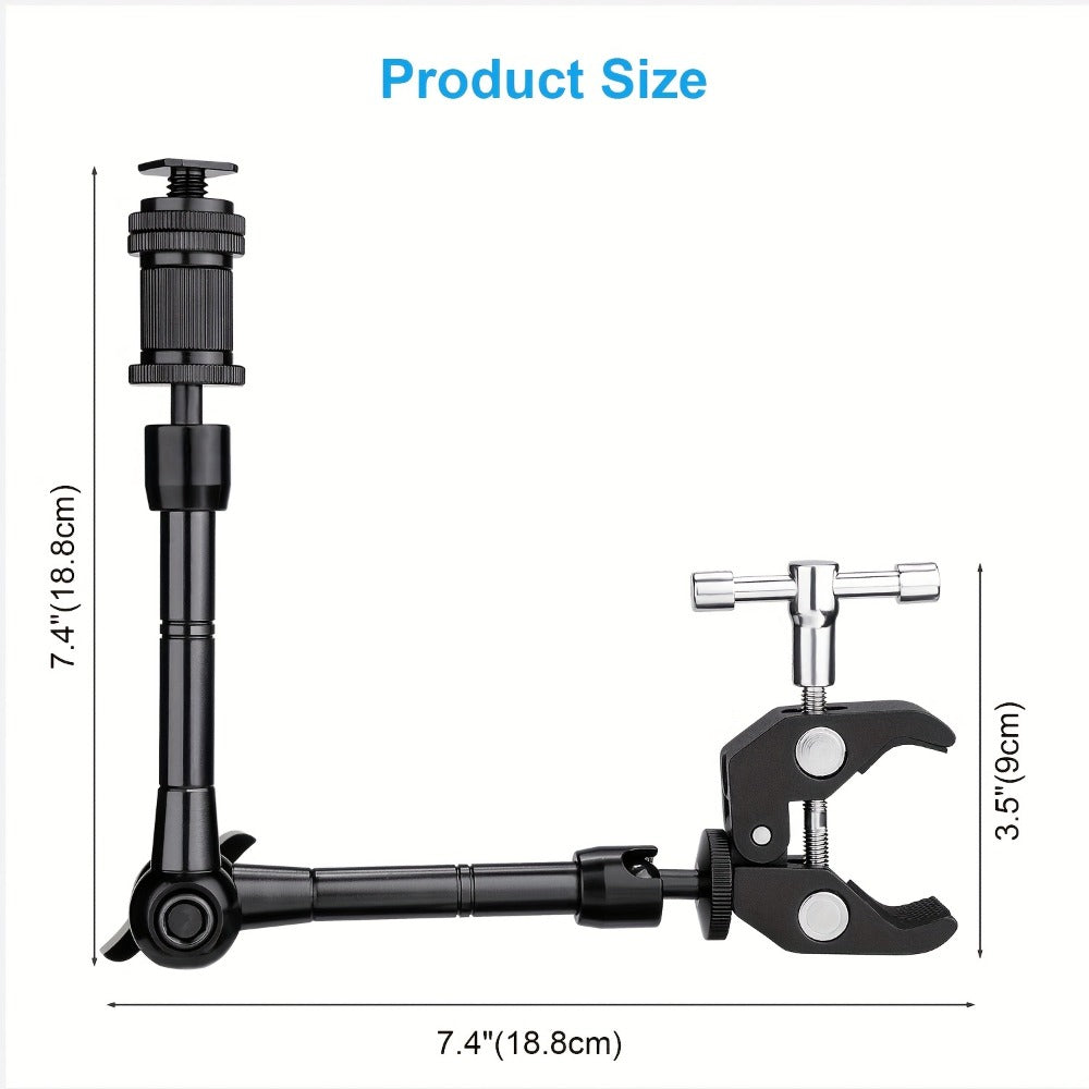 Magic Arm 11 Inch Friction Articulating with Super Clamp – Camera Arm for DSLR, LCD Monitor, LED Light, Photo Studio, Streaming & Outdoor Camping Fishing Mount